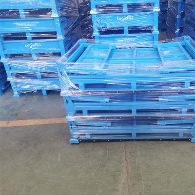 Customized Metal Pallet Box Foldable Steel  Storage Grid Material Box For Sale